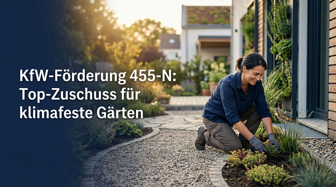 Ein modern begrüntes Haus mit klimaresilientem Garten und Regenwasserspeicher