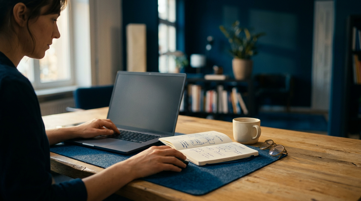 Solo-Gründer bei der Arbeit am Laptop
